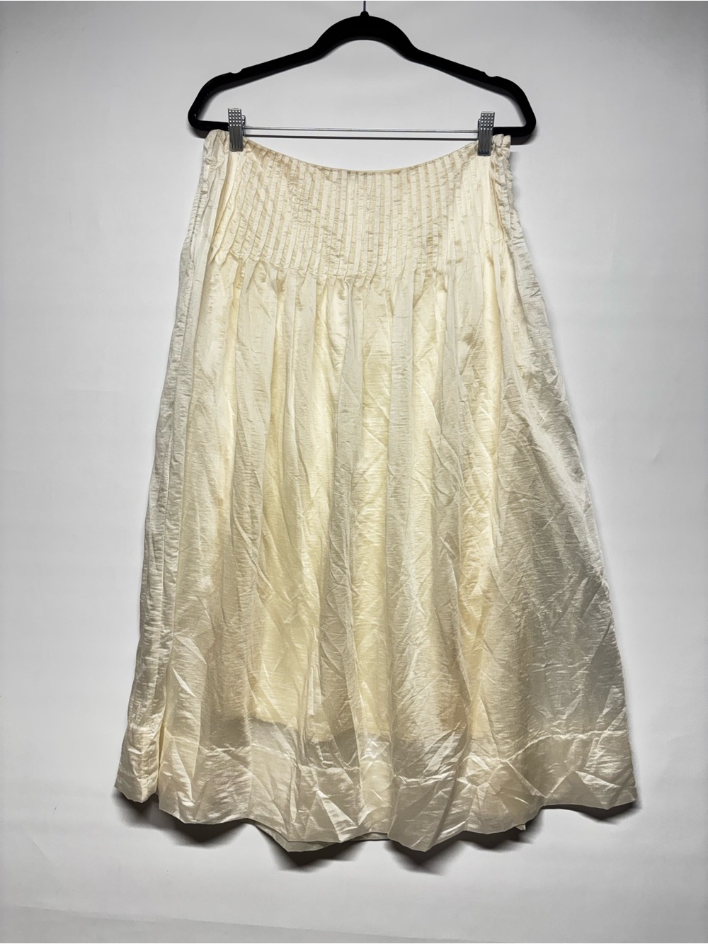 ✨Future Collective Pearl Ivory Midi Skirt Size 8 Lined Lyocell Blend - Picture 2 of 14